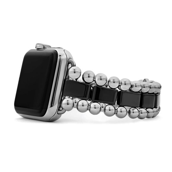 Lagos Stainless Steel & Black Ceramic Smart Caviar Bracelet For Apple Watch NWT - Picture 4 of 7